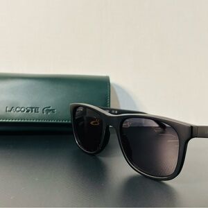 Authentic LACOSTE Matte Black and Green Sunglasses - New with Packaging
